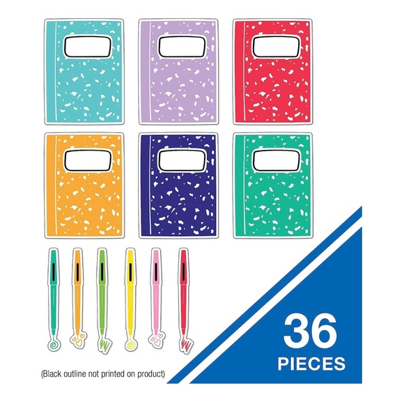 New/Repackaged-Happy Place 36-Piece Notebook & Pen Bulletin Board Cut-Outs - Picture 1 of 8
